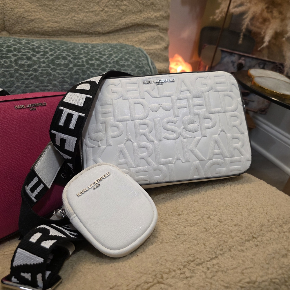 Karl Lagerfeld White Embossed Crossbody Bag Set!!